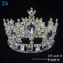 ¡Las más calientes! Tiaras cristalinas lujosas Diamante púrpura Tiara Princesa Crown corona nupcial corona redonda completa del desfile